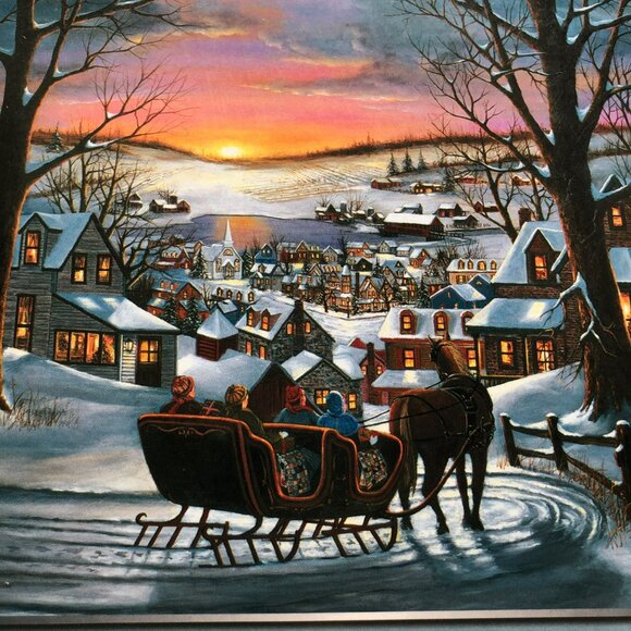 Sure Lox 1000 Pc Puzzle Peace on Earth Winter Wonderland NIB Sleigh Ride - Picture 2 of 5